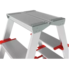 Стремянка алюминиевая двухсторонняя 2x3 ступени 130 мм площадка 260 мм NV 3127 Новая высота 3127203