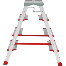 Стремянка алюминиевая двухсторонняя 2x4 ступени 130 мм площадка 260 мм NV 3127 Новая высота 3127204