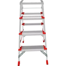 Стремянка алюминиевая двухсторонняя 2x4 ступени 130 мм площадка 260 мм NV 3127 Новая высота 3127204