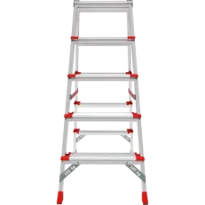 Стремянка алюминиевая двухсторонняя 2x5 ступени 130 мм площадка 260 мм NV 3127 Новая высота 3127205