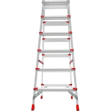 Стремянка алюминиевая двухсторонняя 2x6 ступеней 130мм площадка 260мм NV3127 Новая высота 3127206