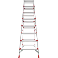Стремянка алюминиевая двухсторонняя 2x8 ступеней 130 мм площадка 260 мм NV 3127 Новая высота 3127208