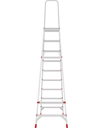 Стремянка профессиональная алюминиевая 9 ступеней с большой площадкой NV3130 Новая высота 3130109