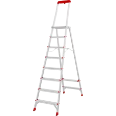 Стремянка односторонняя алюминиевая 8 ступеней профессиональная площадка 350х260 мм органайзер NV 3135 Новая Высота 3135108