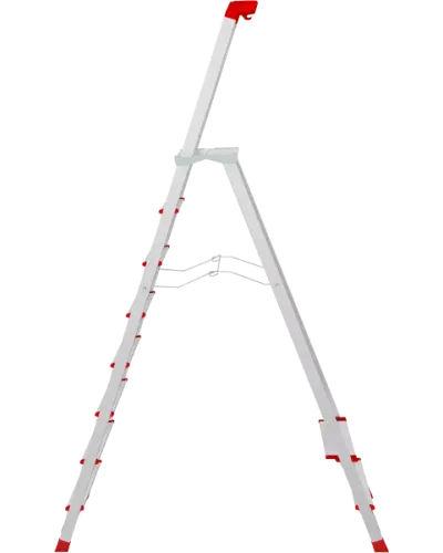 Стремянка односторонняя алюминиевая 8 ступеней профессиональная площадка 350х260 мм органайзер NV 3135 Новая Высота 3135108