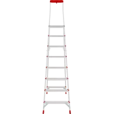 Стремянка односторонняя алюминиевая 8 ступеней профессиональная площадка 350х260 мм органайзер NV 3135 Новая Высота 3135108