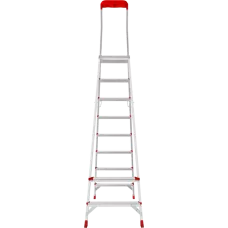 Стремянка односторонняя алюминиевая 8 ступеней профессиональная площадка 350х260 мм органайзер NV 3135 Новая Высота 3135108