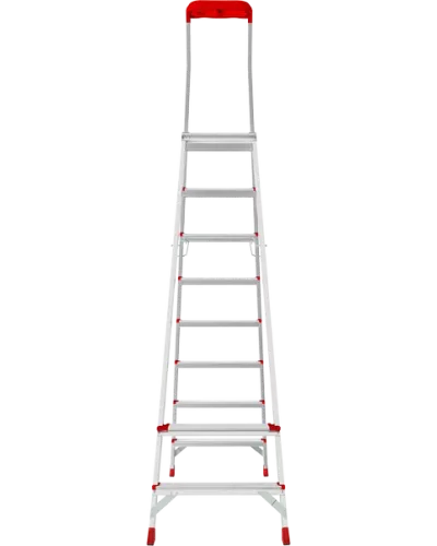 Стремянка односторонняя алюминиевая 8 ступеней профессиональная площадка 350х260 мм органайзер NV 3135 Новая Высота 3135108