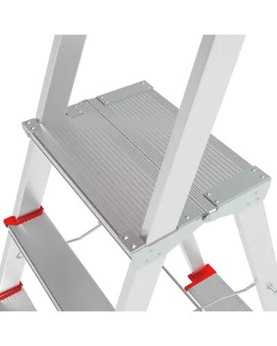 Стремянка односторонняя алюминиевая 8 ступеней профессиональная площадка 350х260 мм органайзер NV 3135 Новая Высота 3135108