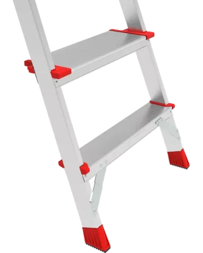 Стремянка односторонняя алюминиевая 8 ступеней профессиональная площадка 350х260 мм органайзер NV 3135 Новая Высота 3135108