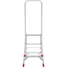 Стремянка профессиональная алюминиевая 3 ступени площадка 350х260 мм дуга безопасности 800 мм NV3136 Новая высота 3136103