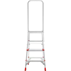 Стремянка профессиональная алюминиевая 4 ступени площадка 350х260 мм дуга безопасности 800 мм NV3136 Новая высота 3136104