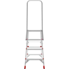 Стремянка профессиональная алюминиевая 4 ступени площадка 350х260 мм дуга безопасности 800 мм NV3136 Новая высота 3136104