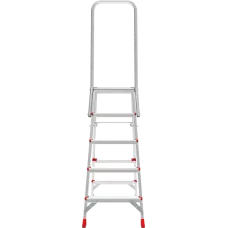 Стремянка профессиональная алюминиевая 5 ступеней площадка 350х260 мм дуга безопасности 800 мм NV3136 Новая высота 3136105