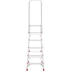 Стремянка профессиональная алюминиевая 6 ступеней площадка 350х260 мм дуга безопасности 800 мм NV3136 Новая высота 3136106