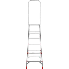 Стремянка профессиональная алюминиевая 6 ступеней площадка 350х260 мм дуга безопасности 800 мм NV3136 Новая высота 3136106
