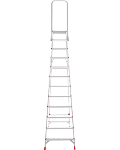 Стремянка профессиональная алюминиевая 12 ступеней площадка 350х260 мм дуга безопасности 800 мм NV3136 Новая высота 3136112