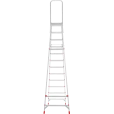 Стремянка профессиональная алюминиевая 12 ступеней площадка 350х260 мм дуга безопасности 800 мм NV3136 Новая высота 3136112