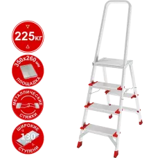 Стремянка профессиональная алюминиевая 4 ступени площадка 350х260 мм NV3137 Новая высота 3137104