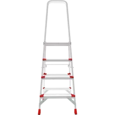 Стремянка профессиональная алюминиевая 4 ступени площадка 350х260 мм NV3137 Новая высота 3137104