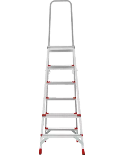 Стремянка профессиональная алюминиевая 6 ступеней площадка 350х260 мм  NV3137 Новая высота 3137106