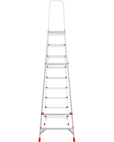 Стремянка профессиональная алюминиевая 9 ступеней площадка 350х260 мм NV3137 Новая высота 3137109