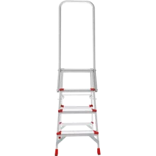 Стремянка алюминиевая 4 ступени 130мм профессиональная площадка 350х260мм дуга безопасности 800мм Новая высота 3139104