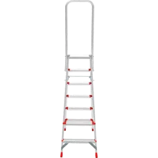 Стремянка алюминиевая 6 ступеней 130мм профессиональная площадка 350х260мм дуга безопасности 800мм Новая высота 3139106