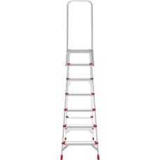 Стремянка алюминиевая 7 ступеней 130мм профессиональная площадка 350х260мм дуга безопасности 800мм Новая высота 3139107