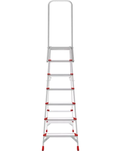 Стремянка алюминиевая 7 ступеней 130мм профессиональная площадка 350х260мм дуга безопасности 800мм Новая высота 3139107