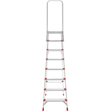 Стремянка алюминиевая 8 ступеней 130мм профессиональная площадка 350х260мм дуга безопасности 800мм Новая высота 3139108