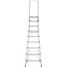 Стремянка алюминиевая 9 ступеней 130мм профессиональная площадка 350х260мм дуга безопасности 800мм Новая высота 3139109