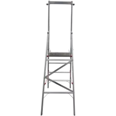 Стремянка алюминиевая 4 развальцованных ступеней 80 мм площадка 400х400 мм NV5170 Новая высота 5170104