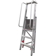 Стремянка алюминиевая 4 развальцованных ступеней 80 мм площадка 400х400 мм NV5170 Новая высота 5170104