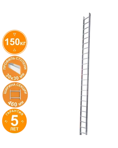 Лестница алюминиевая односекционная 23 ступеней Профи Плюс NV 521 Новая высота 5210123