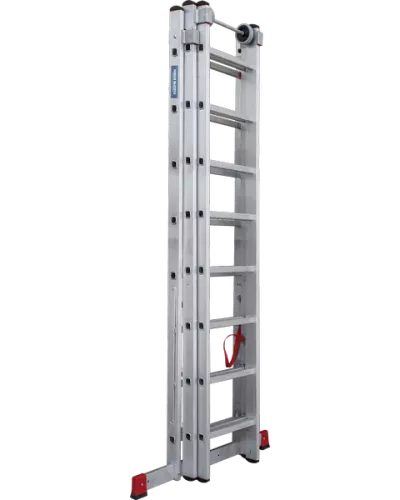 Лестница алюминиевая трёхсекционная 3x8 ступеней Профи Плюс NV 523 Новая высота 5230308
