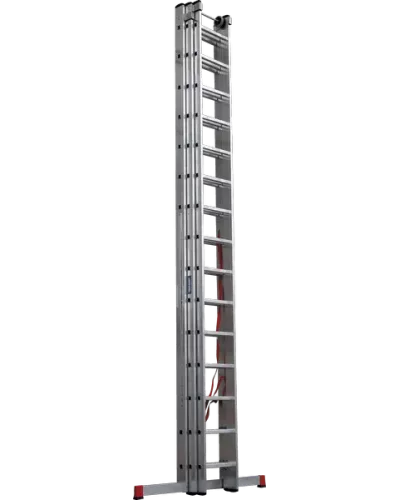 Лестница алюминиевая трёхсекционная профессиональная 3х15 ступеней NV5230 Новая высота 5230315