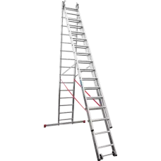 Лестница алюминиевая трёхсекционная профессиональная 3х15 ступеней NV5230 Новая высота 5230315