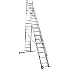 Лестница алюминиевая трёхсекционная 3x16 ступеней Профи Плюс NV 523 Новая высота 5230316