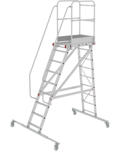 Передвижная лестница-подмости 9 ступеней с платформой и ограждением NV5510 Новая высота 5510109