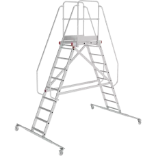 Лестница-подмости 2x10 передвижная двухсторонняя с платформой NV 5520 Новая Высота 5520210