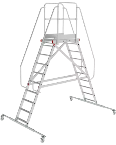 Лестница-подмости 2x10 передвижная двухсторонняя с платформой NV 5520 Новая Высота 5520210