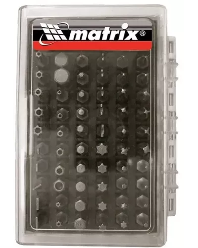 Набор бит с магнитным держателем, CrV, 61 шт MATRIX 11387