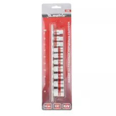 Набор торцевых головок, 3/8, 12гранные, 10 шт, 9-19 мм MATRIX 13595