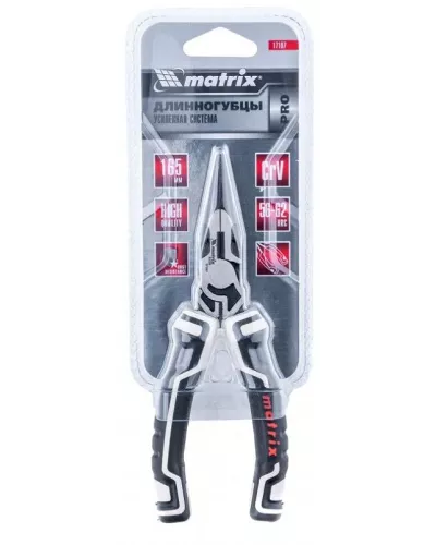Длинногубцы прямые 165 мм, усиленная система, Pro MATRIX 17197
