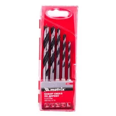 Набор сверл по дереву, 4-5-6-8-10 мм, пластиковый кейс, MATRIX 70283
