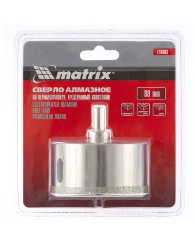 Сверло алмазное по керамограниту, 80 х 67 мм MATRIX 726803