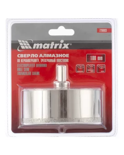 Сверло алмазное по керамограниту, 100 х 67 мм MATRIX 726883