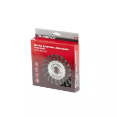 Щетка для УШМ 150 мм, М14, плоская, проволока 0,35 мм MATRIX 74635