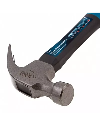 Молоток-гвоздодер GROSS, 450 г, фибергласовая трехкомпонентная рукоятка 10475